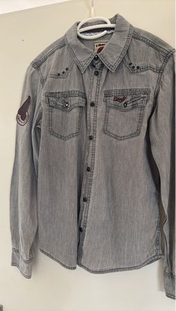 Graues Jeanshemd, Grösse 14A, Langarm, ideal für den Herbst