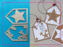 2x Geschenkanhänger mit Sternen - Stanzschablone