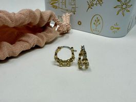 Fossil Ohrringe goldfarben mit Strass, neuwertig!