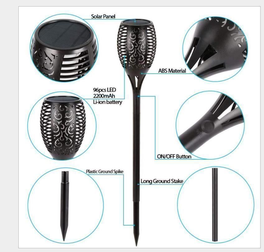 Lampade: Solarleuchte Flammenlicht Gartenfackeln – Nuovo (secondo la descrizione) da Thun venduto da Newnewshop 7