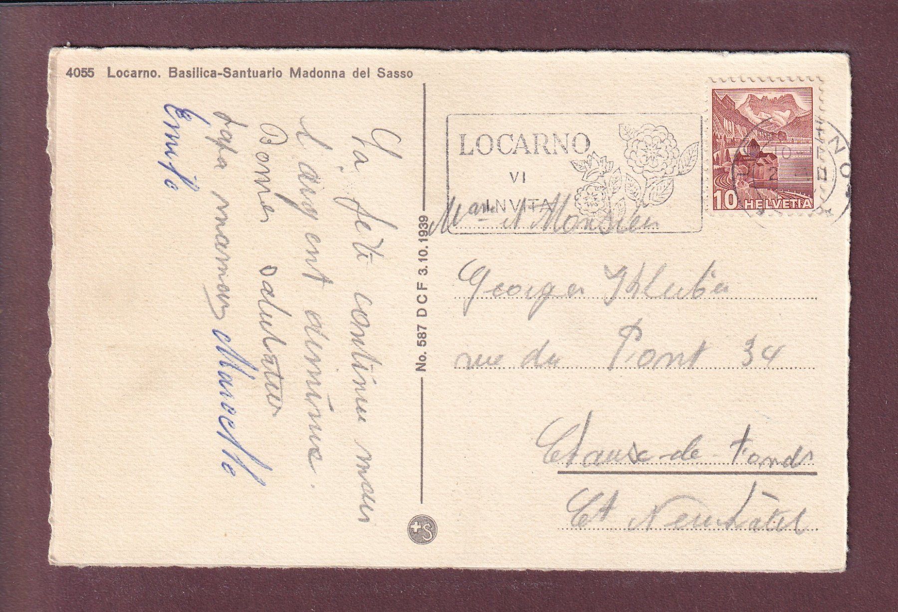 Cartoline postali: LOCARNO - Madonna del Sasso – Usato da Pully venduto da nicecards 1