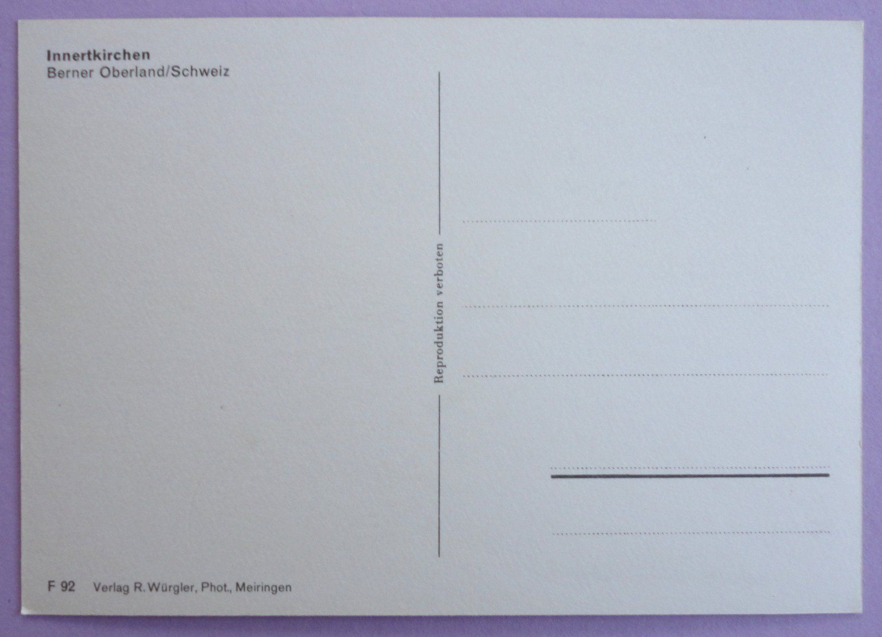 Cartes postales: Innertkirchen, Berner Oberland – D'occasion à Fétigny par Billy2miny 1