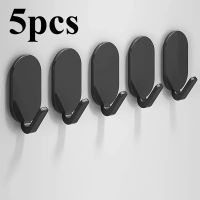 Wandhaken 5er Set schwarz selbstklebend – ohne Bohren
