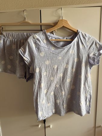H&M Gr. S Pyjama Set Sommer blau Polkadots