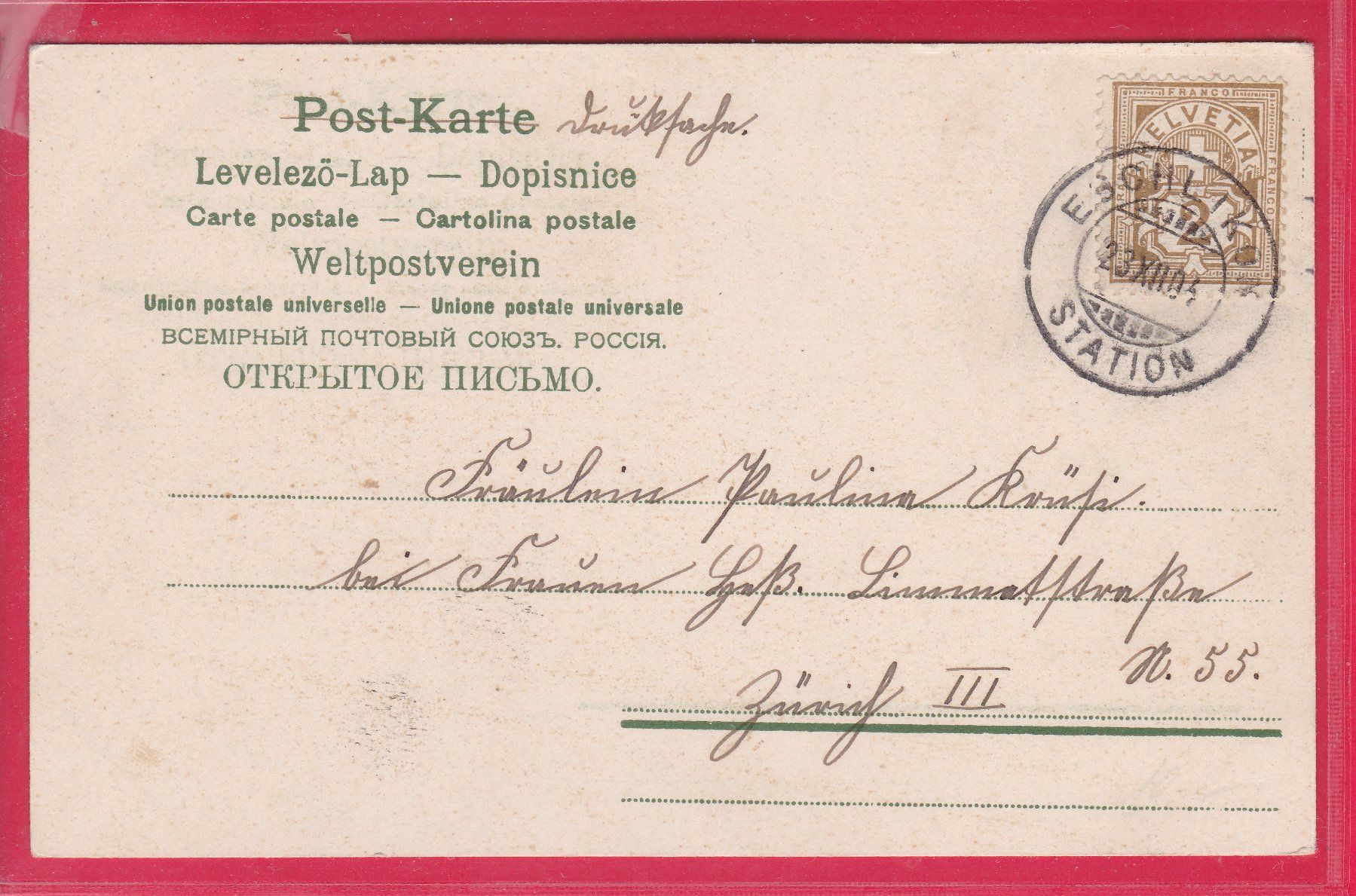Cartoline postali: FRÖHLICHE WEIHNACHTEN, 23.12.1906 – Usato da Oberrieden venduto da Gebirgsstelze 1