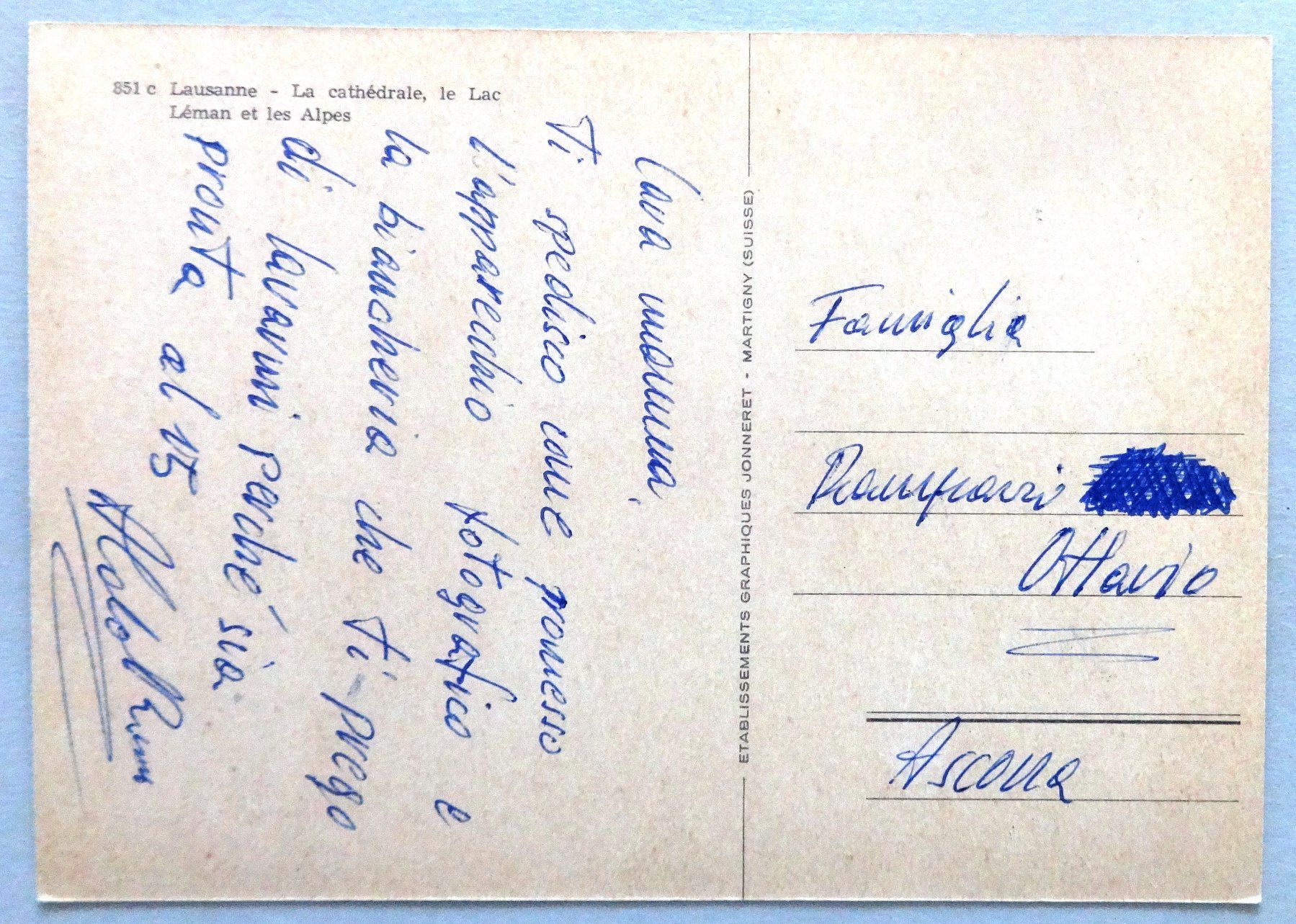 Cartoline postali: Lausanne - La cathédrale – Usato da Fétigny venduto da Billy2miny 1