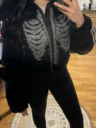 Bae Winterjacke skelett glitzer XS schwarz