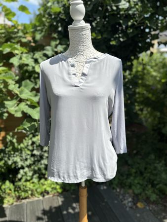 COMMA, BLUSE / LANGARM-TOP Gr. 38 Hellgrau / Silber