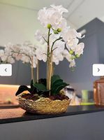 3 grosse Schalen mit künstlichen Orchideen