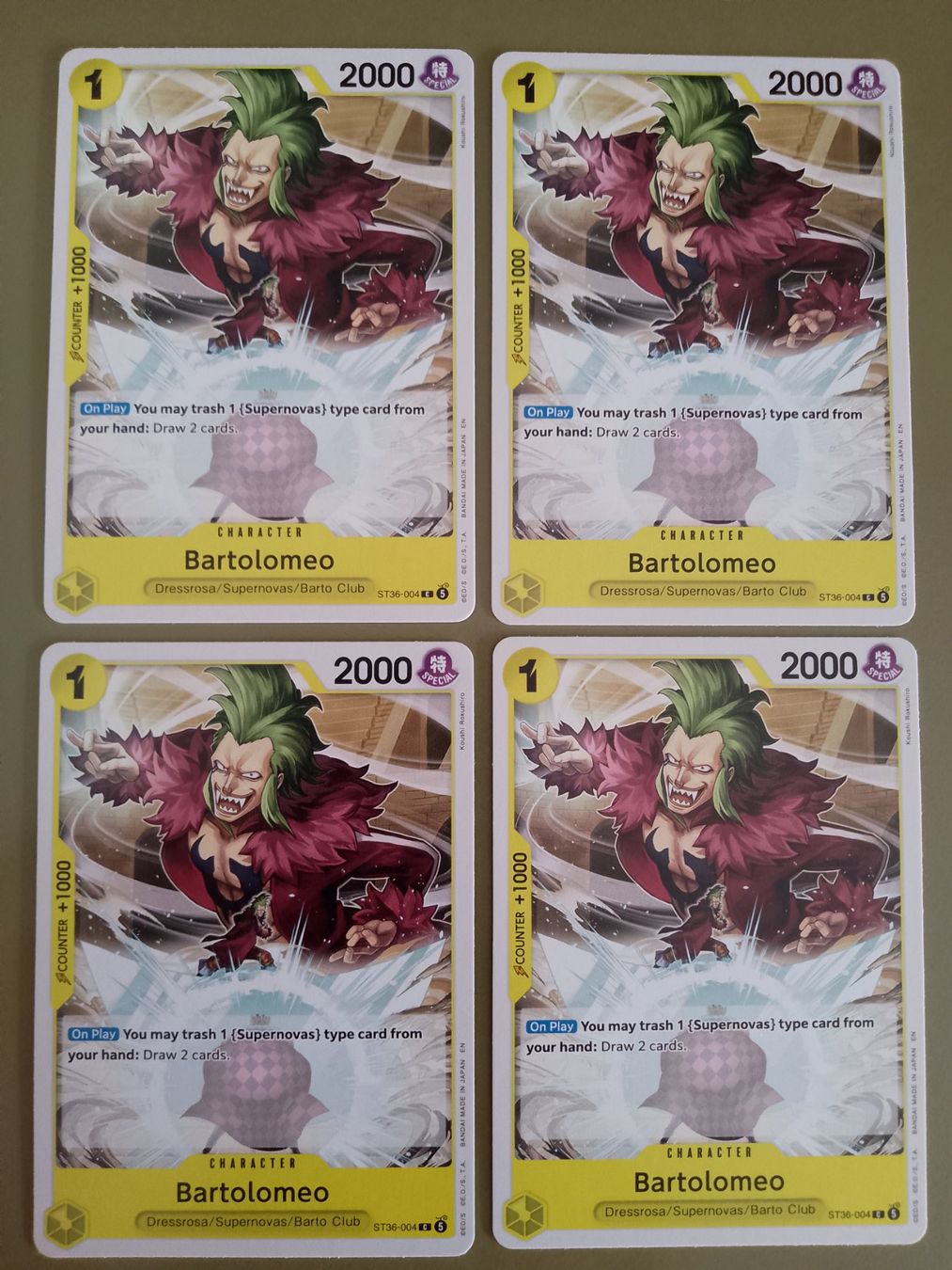 Bandai Carte collezionabili: One Piece 4x Bartolomeo Starter Deck 36 Englisch ST36-004 – Nuovo (secondo la descrizione) da Jona venduto da Stack