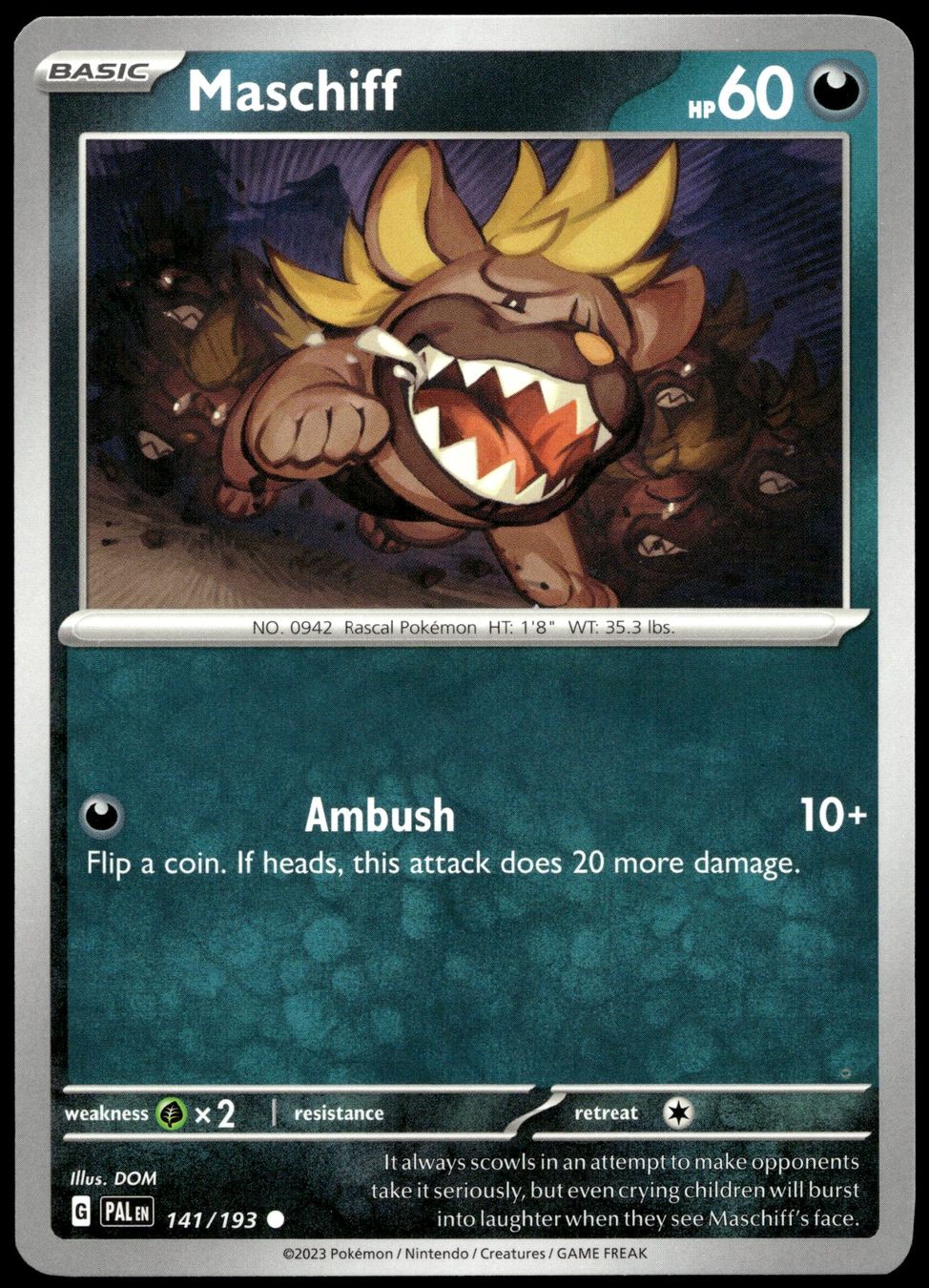 Pokémon Carte collezionabili: Pokémon Maschiff 141/193   SV02 Paldea Evolved – Usato da Le Mouret venduto da PokemonCards_CH