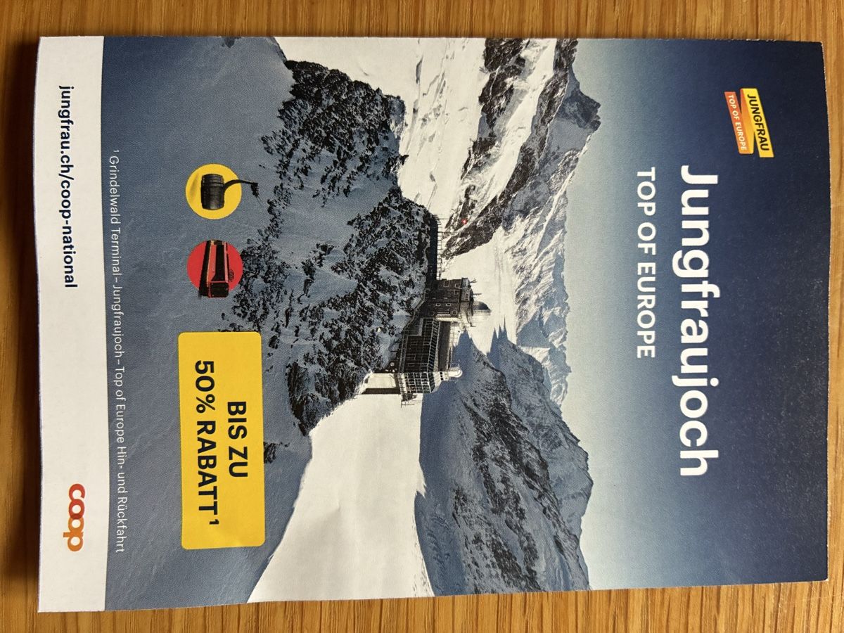 Buoni: Jungfaujoch  Gutschein – Nuovo (secondo la descrizione) da Grindelwald venduto da coho67