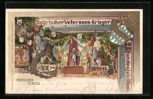 Cancelleria postale: Litho München, Bayer.-Veteranen-Krieger – Usato da Berlin venduto da bartko-reher