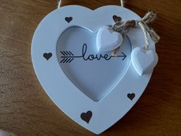 Herz Bilderrahmen ca. 14 x 15,5 cm, Deko, Shabby Chic