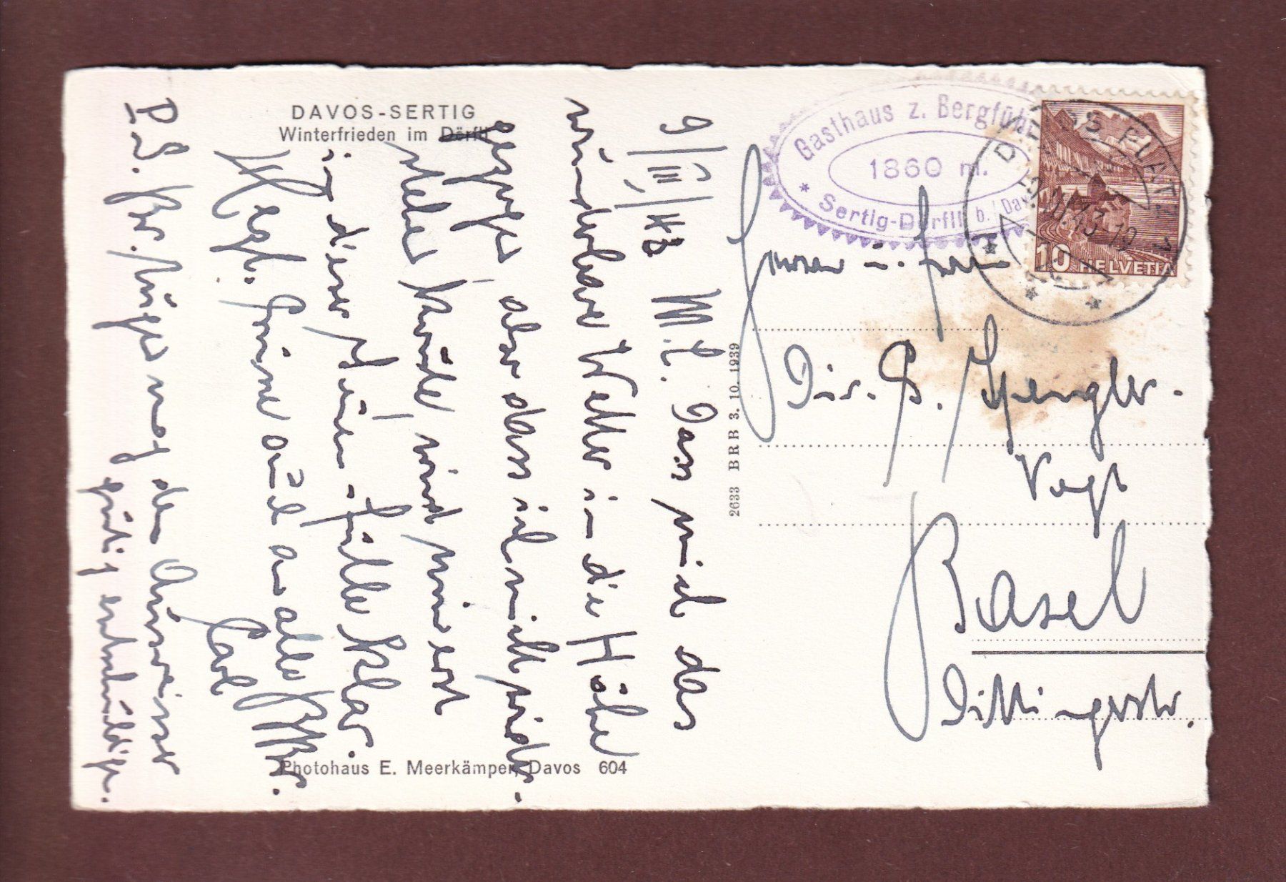 Cartes postales: DAVOS - SERTIG - 1943 – D'occasion à Pully par nicecards 1