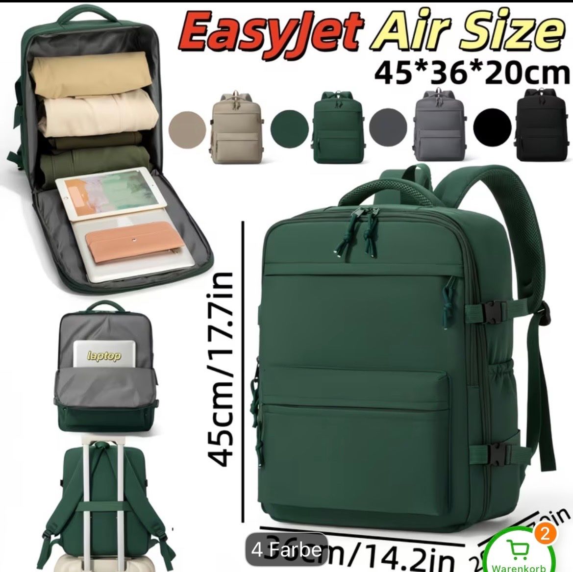 Zaini: Rucksack Easyjet Masse 45x36x20 – Usato da Hergiswil NW venduto da natejuke 3