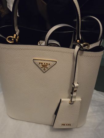 Handtasche Prada weiss Saffiano Leder, TOP Zustand