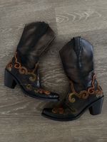 Stivali da cowboy in vera pelle marrone, taglia 38.
