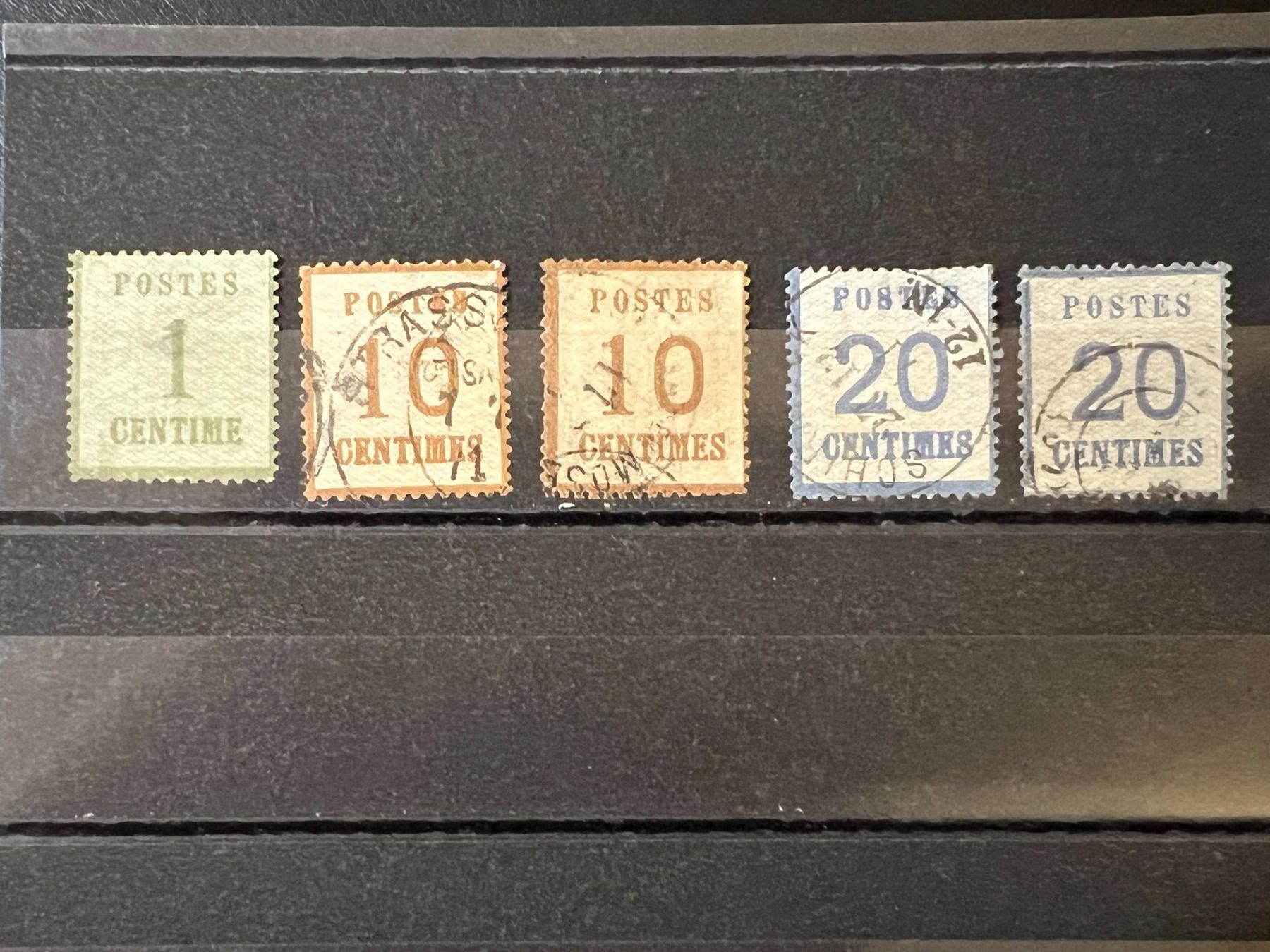 Tutti i francobolli: () 5 timbres Alsace Lorraine 1870 oblitérés – Usato da Lausanne venduto da ffhoud