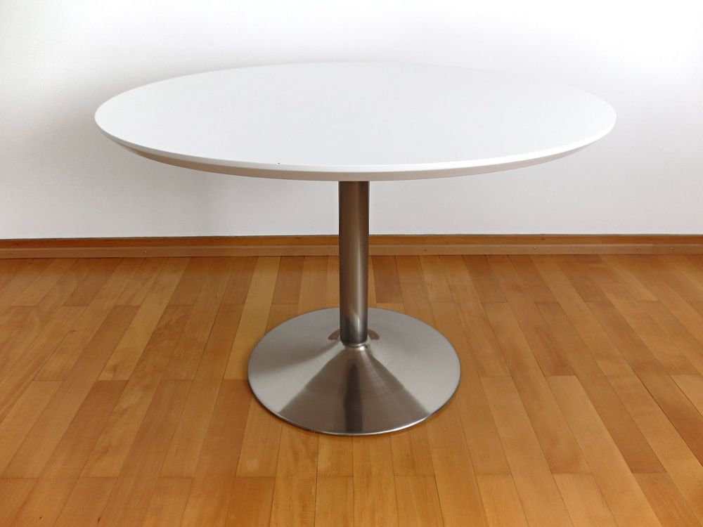 Runder Esstisch Weiß 110cm - Küchentisch Mit Metallbein Für 4-6 Personen