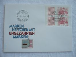1979 FDC aus Markenheftchen, senkrechtes Paar