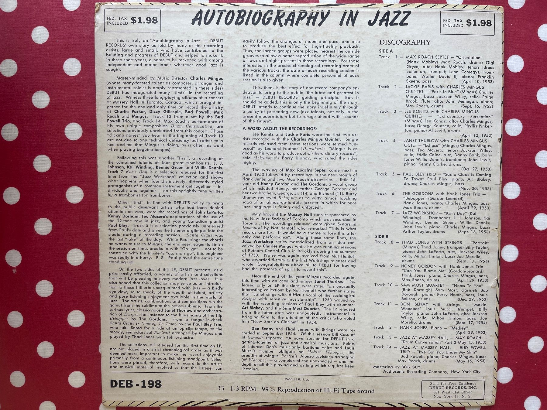 Dischi in vinile: A494/Debut Records - Autobiography in Jazz – Usato da Frutigen venduto da Philippe_jsp 1