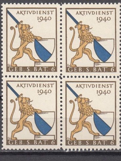 Tutti i francobolli: Infanterie Wi 76 im 4er-Block postfrisch – Usato da Bürglen TG venduto da StampGraf
