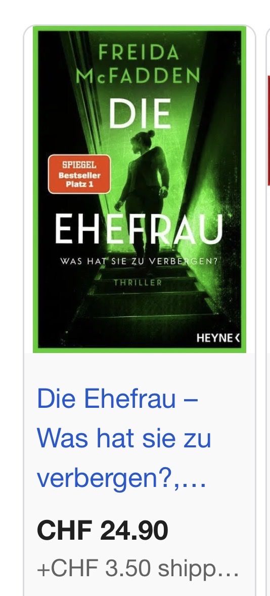 Livres: freida mcfadden die ehefrau buch NP 24.- – D'occasion à Birmensdorf ZH par elibela