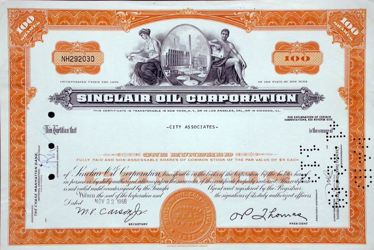 Documenti: Sinclair Oil Corporation - 1965 – Usato da Solothurn venduto da Sgasche