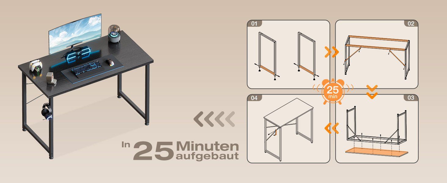 Scrivanie: Bürotisch schwarz, Schreibtisch 100x48cm, Computertisch – Nuovo e nell'imballaggio originale da Zürich venduto da MueDes 7