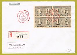 Sonder R-Brief zu 100 Jahre Schweizer Briefmarke, 4er-Block
