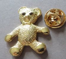 PIN, GOLDIGER TEDDY BÄR MIT STEINCHEN, SCHMUCK-PIN