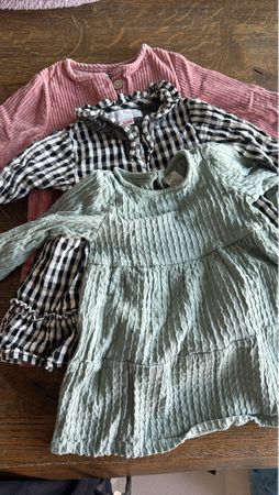 3 Baby Mädchen Kleider Set langarm 