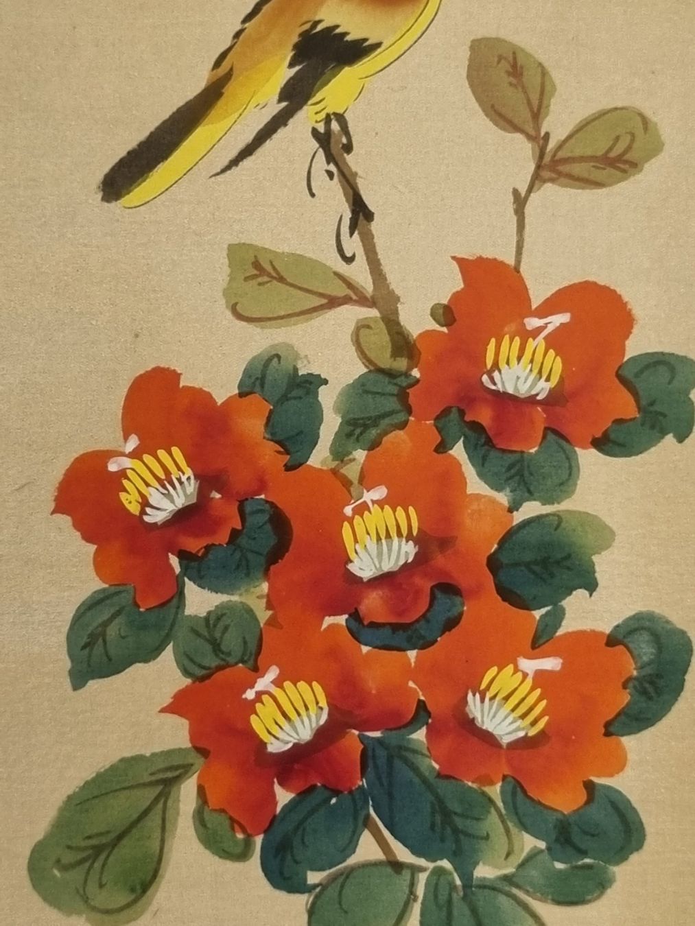 Gemälde: Chinesische Grafik auf vermutl. Seide, Vogelmotiv – Gebraucht aus Scharnachtal von devin03 8