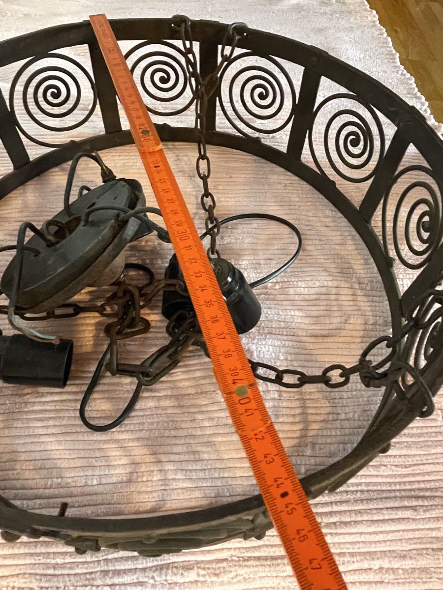 Kronleuchter & Deckenlampen: Vintage Eisen Lampe, Deckenlampe, Durchmesser 47cm Top! – Gebraucht aus Maur von Mikado11 4