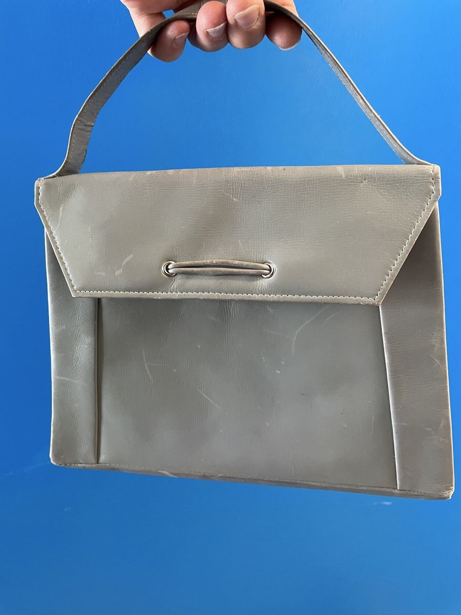 Borse da donna: 1950s Vintage Grey leather Hand Bag   – Usato da Zürich venduto da MISSYS-WONDERBAG 6