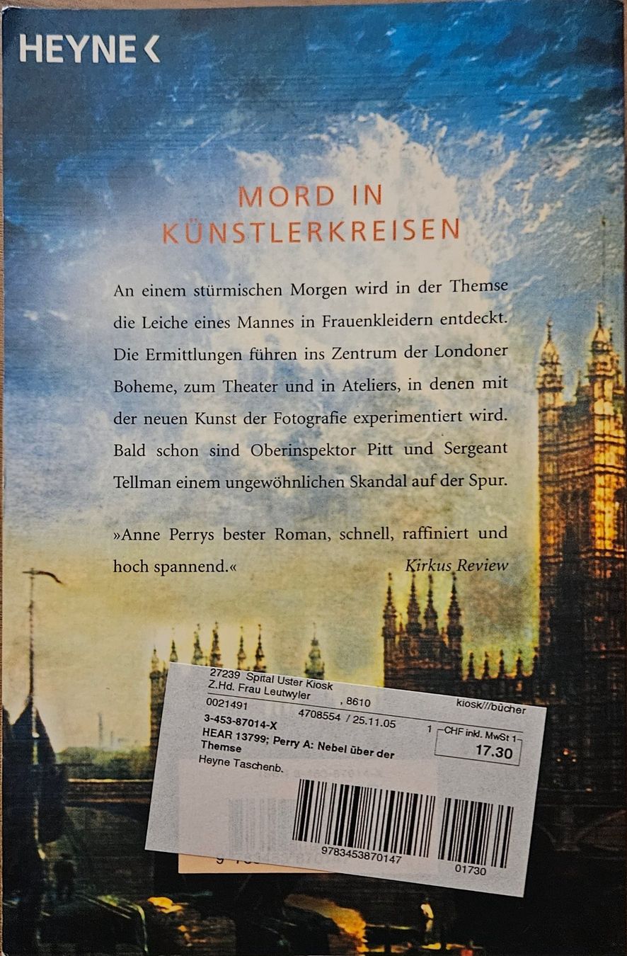 Libri: Anne Perry - Nebel über der Themse – Usato da Hinwil venduto da brucha01 1