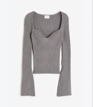 Rippstrick Pullover langarm grau Grösse XS neuwertig