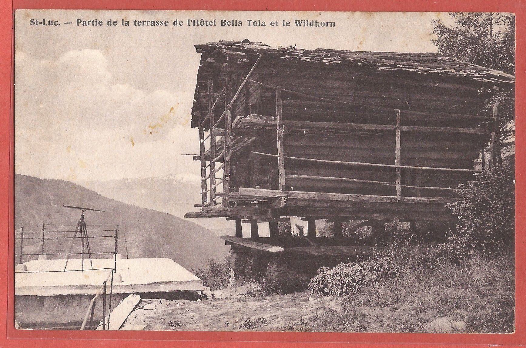 Cartoline postali: St- Luc - Aussichts-Plattform und Walliser Stadel - ca. 1910 – Usato da Fislisbach venduto da Porano
