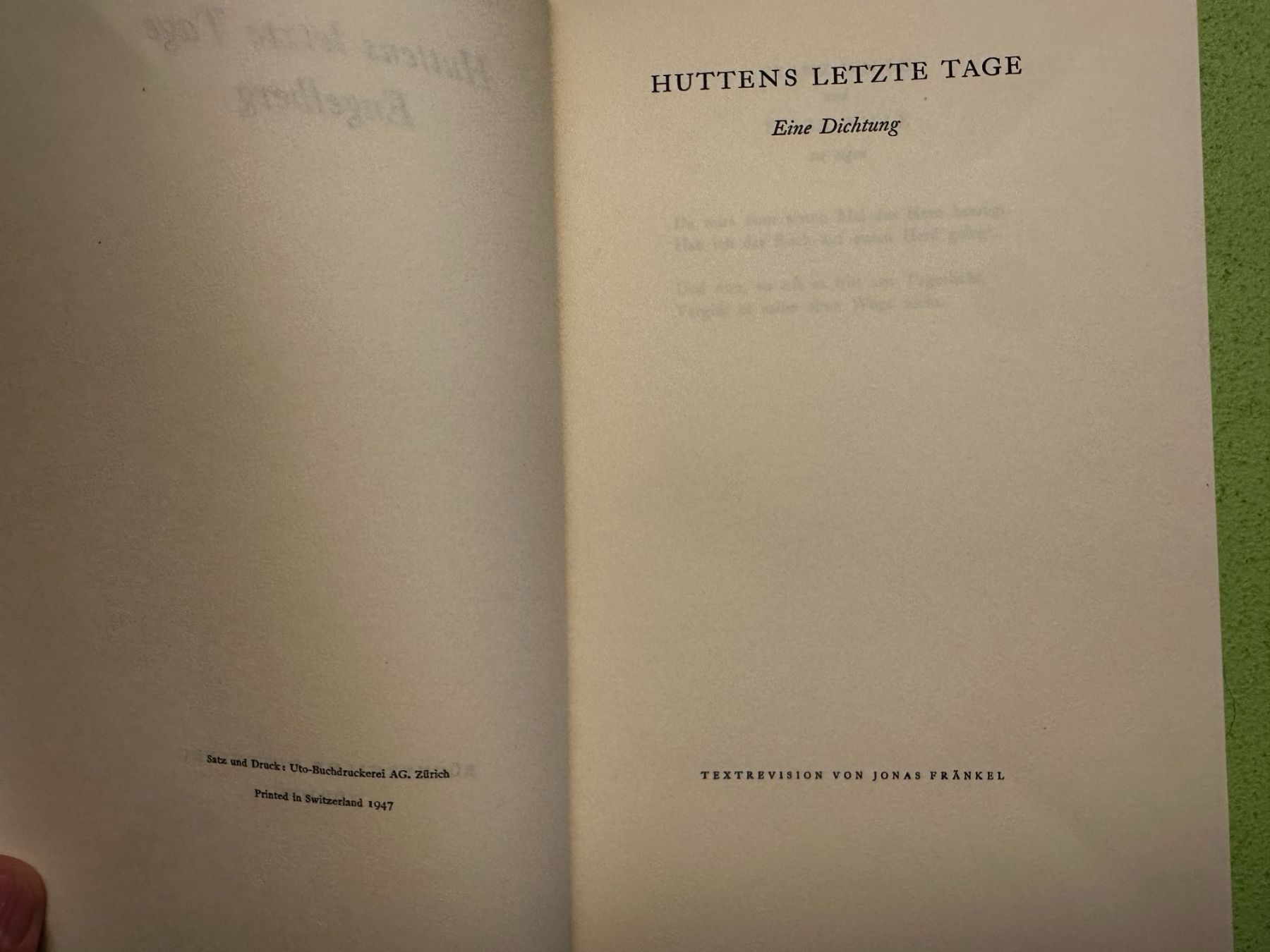 Libri: Conrad Ferdinand Meyer: Huttens letzte Tage. Engelberg. – Usato da Zürich venduto da allp 2