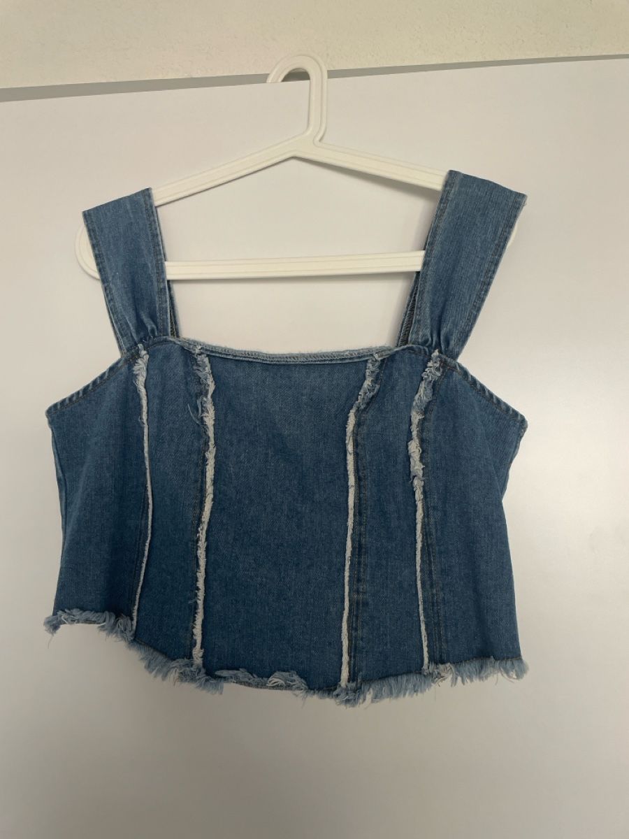 Shein Top: Jeans Crop Top Gr. XL – Usato da Pfäffikon ZH venduto da so.ni