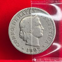 11 Abart 20 Rappen Schweiz 1897 verschoben + Stempelrisse