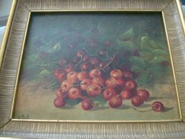 Oelbild - Stillleben Kirschen - Signiert: de Paoli