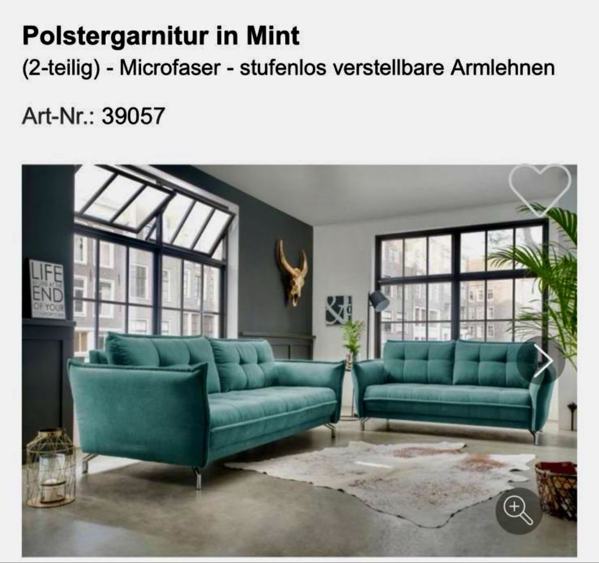 Divani: Sofa-Mumford, 2-Teilige Polstergarnitur in Mint – Usato da Herisau venduto da hac_dfs8