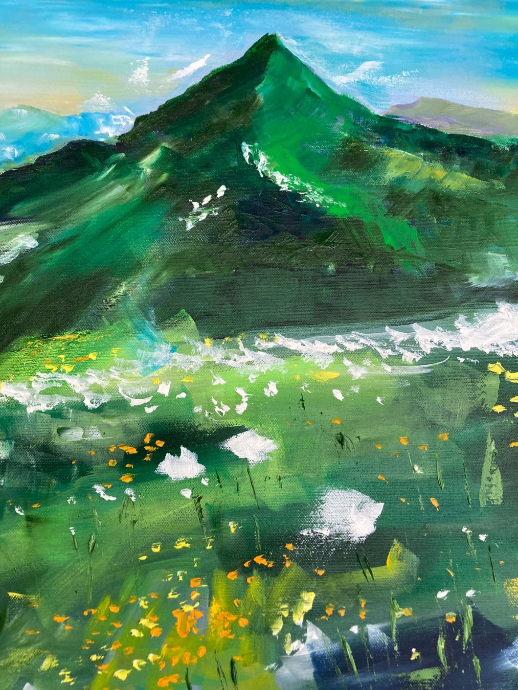 Dipinti: Berglandschaft Gemälde, Original Ölbild auf Leinwand – Nuovo (secondo la descrizione) da Cham venduto da Felha 6
