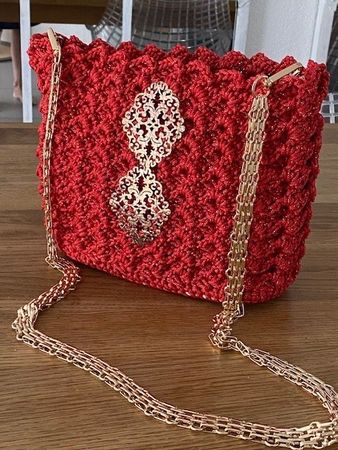 NEUE Exklusive korallenrote Crochet Handtasche (Handmade)
