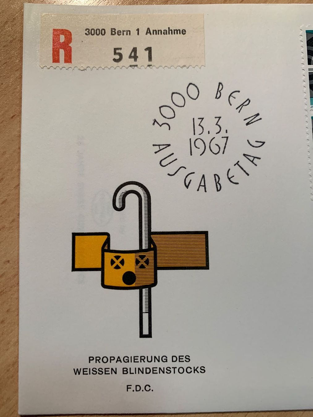 Tutti i francobolli: FDC 1967 Blindenstock 40 Rappen gestempelt – Usato da Ibach venduto da lisch3 1