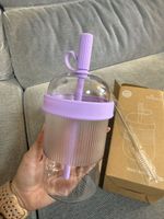 Becher mit Strohhalm lila 18oz neu mit Zubehr