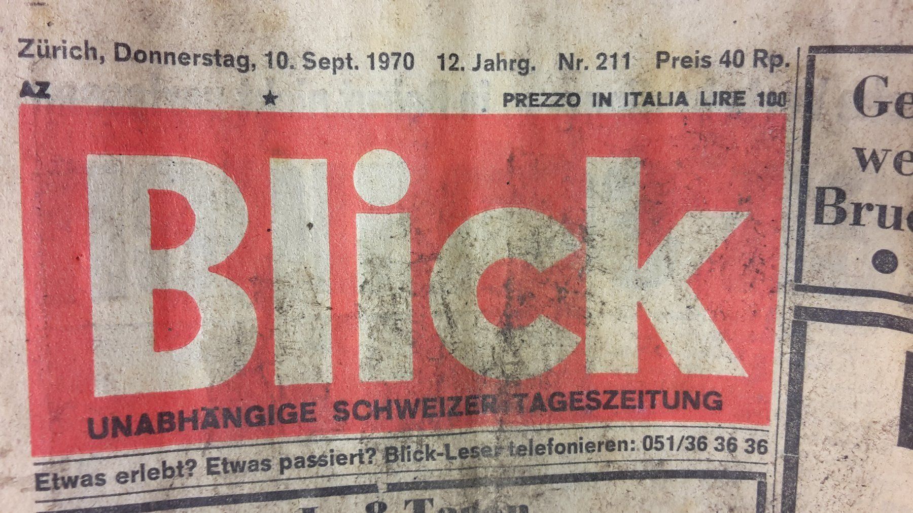 Riviste & Magazine: von 1970 "Blick"  Ausgabe – Usato da Achseten venduto da Wenggi
