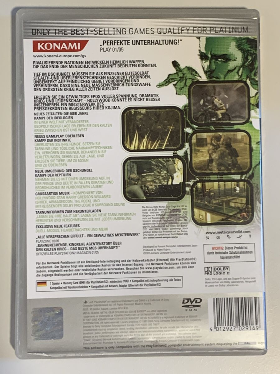 Sony Giochi: Metal Gear Solid 3 - Snake Eater - PS2 Platinum Edition – Usato da Ostermundigen venduto da RG-Collector 1
